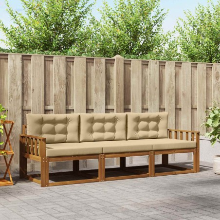 Ensemble de canapés d'extérieur 3 pcs Naturel et Beige 525709525709
