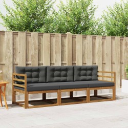 Ensemble de canapés d'extérieur 3 pcs Naturel et Anthracite 525715525715