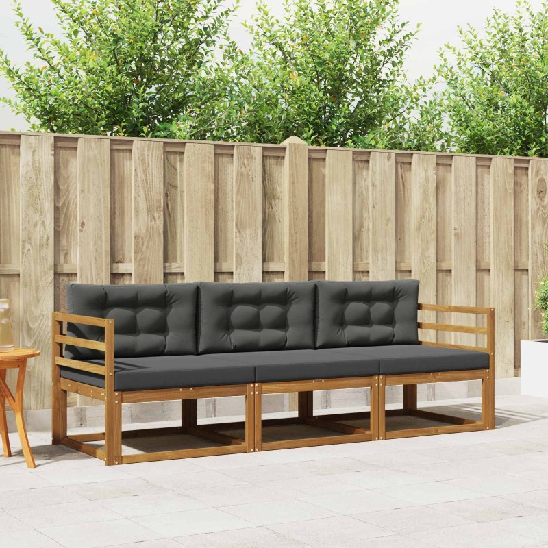 Ensemble de canapés d'extérieur 3 pcs Naturel et Anthracite 525715525715