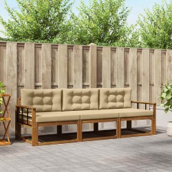 Ensemble de canapés d'extérieur 3 pcs Naturel et Beige 525719525719