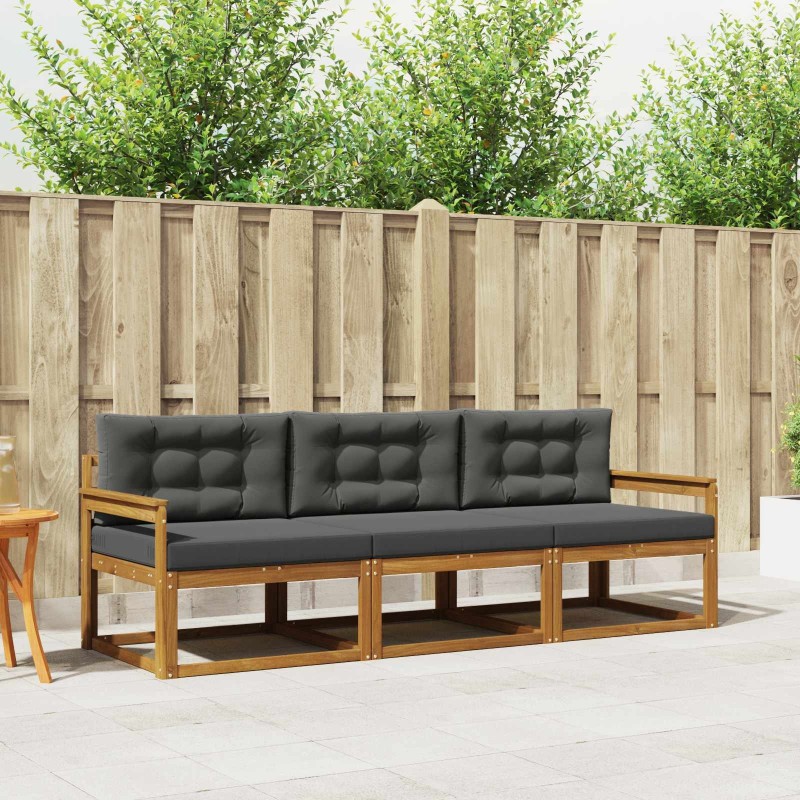 Ensemble de canapés d'extérieur 3 pcs Naturel et Anthracite 525721525721