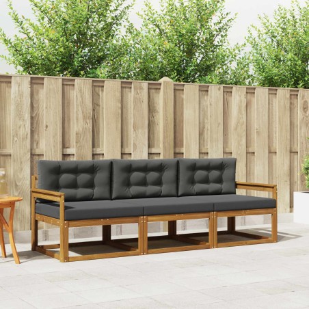 Ensemble de canapés d'extérieur 3 pcs Naturel et Anthracite 525721525721