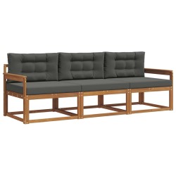 Ensemble de canapés d'extérieur 3 pcs Naturel et Anthracite 525721525721