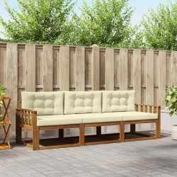 Ensemble de canapés d'extérieur 3 pcs Naturel et Crème 525722525722