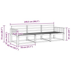 Ensemble de canapés d'extérieur 3 pcs Naturel 525724525724