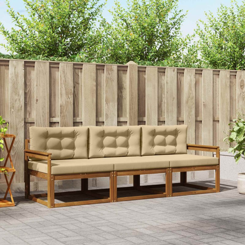 Ensemble de canapés d'extérieur 3 pcs Naturel et Beige 525725525725
