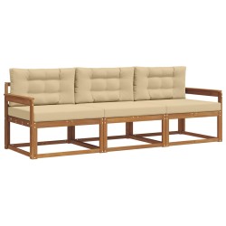 Ensemble de canapés d'extérieur 3 pcs Naturel et Beige 525725525725