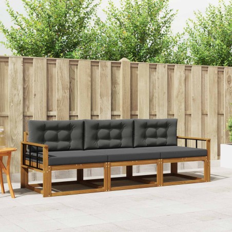 Ensemble de canapés d'extérieur 3 pcs Naturel et Anthracite 525727525727
