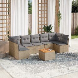 Salon de jardin avec coussins 8 pcs beige résine tressée 525729525729