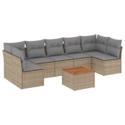 Salon de jardin avec coussins 8 pcs beige résine tressée 525729525729