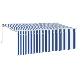 Auvent Rétractable Bleu et Blanc 400 x 200 cm 525747525747