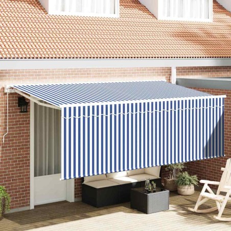 Auvent Rétractable Bleu et Blanc 400 x 200 cm 525748525748
