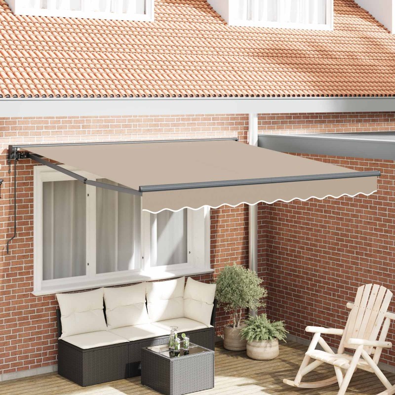 Cadre d'auvent Beige 350 x 250 cm Polyester avec revêtement PU 525787525787