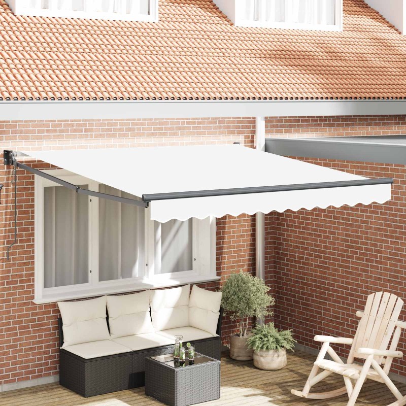 Auvent Rétractable Blanc 350 x 250 cm Polyester et Aluminium 525789525789