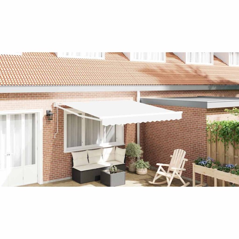 Auvent Rétractable Blanc 350 x 250 cm Polyester et Aluminium 525791525791