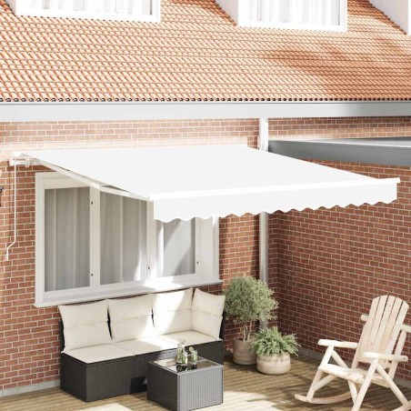 Auvent Rétractable Blanc 350 x 250 cm Polyester et Aluminium 525793525793