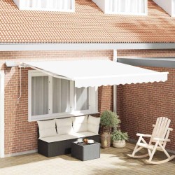 Auvent Rétractable Blanc 350 x 250 cm Tissu et acier 525797525797