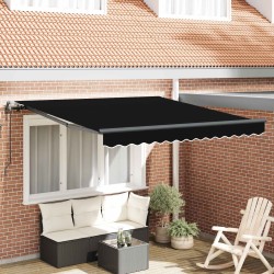 Auvent Rétractable Noir 300 x 250 cm Tissu et Aluminium 525801525801