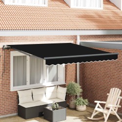 Auvent Rétractable Noir 300 x 250 cm Polyester et Acier 525803525803