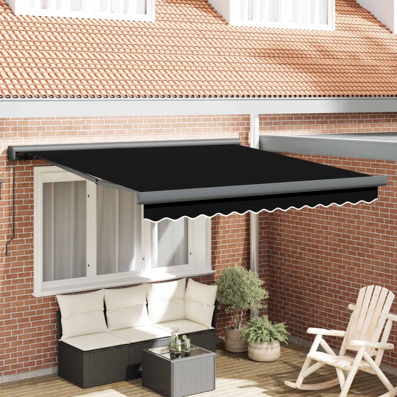 Auvent Rétractable Noir 300 x 250 cm Tissu et Métal 525821525821