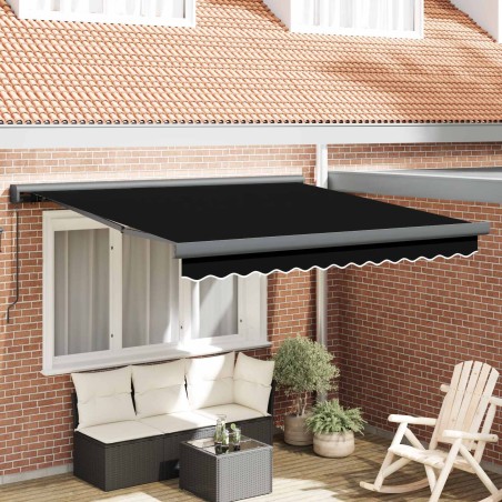 Auvent Rétractable Noir 300 x 250 cm Tissu et Métal 525821525821