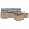 Ensemble de Canapés avec coussin 6 pcs Beige polyrotin 525824525824