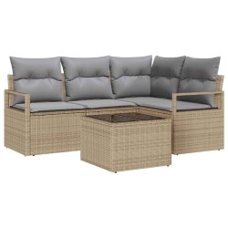 Ensemble de Canapés 5 pcs Beige polyrotin 525851525851