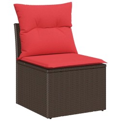 Ensemble de Canapés avec coussin 5 pcs Marron polyrotin 525857525857