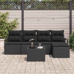 Ensemble de Canapés avec coussin 6 pcs Noir polyrotin 525859525859