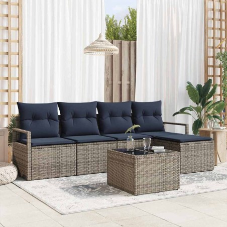 Ensemble de Canapés avec coussin 6 pcs Gris polyrotin 525861525861