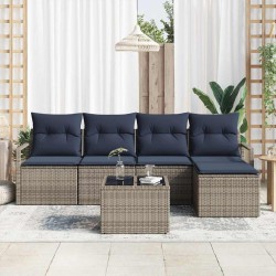 Ensemble de Canapés avec coussin 6 pcs Gris polyrotin 525861525861