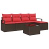 Ensemble de Canapés avec coussin 6 pcs Marron polyrotin 525862525862