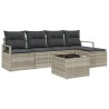Ensemble de Canapés avec coussin 6 pcs Gris clair polyrotin 525863525863