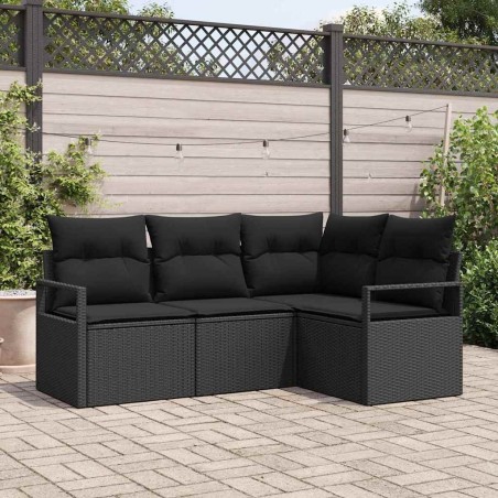 Ensemble de Canapés 4 pcs Noir polyrotin 525867525867