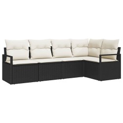 Ensemble de Canapés avec coussin 5 pcs Noir polyrotin 525868525868
