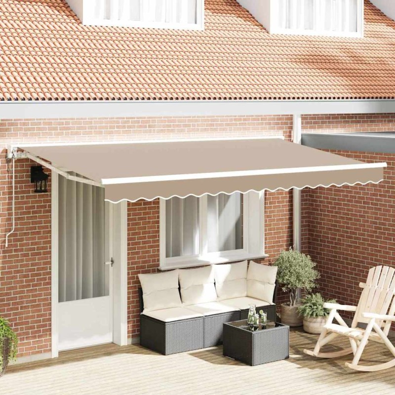 Cadre d'auvent Beige 400 x 200 cm Polyester avec revêtement PU 525875525875