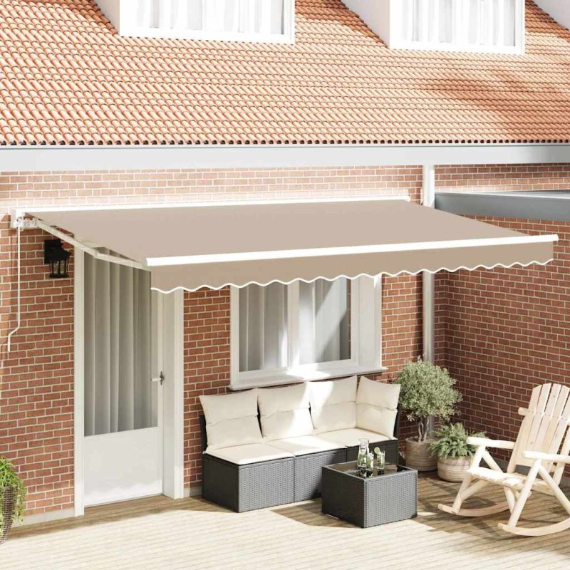 Cadre d'auvent Beige 400 x 200 cm Polyester avec revêtement PU 525876525876