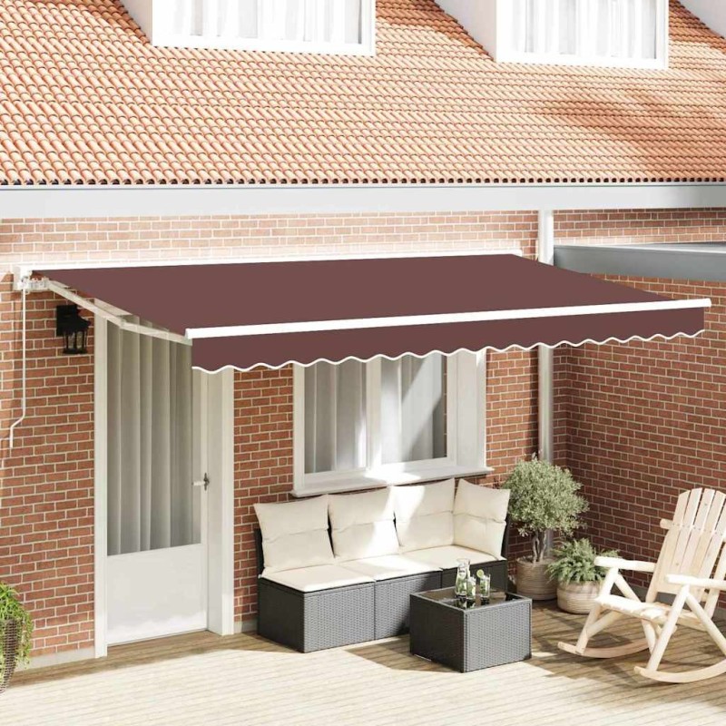 Cadre d'auvent Marron 400 x 200 cm Polyester avec revêtement PU 525898525898