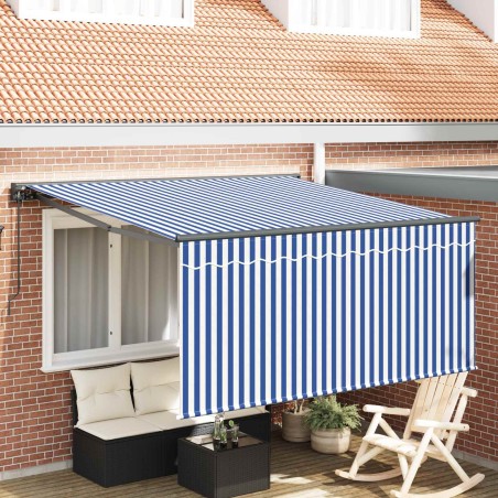 Auvent Rétractable Bleu et Blanc 300 x 250 cm 525915525915