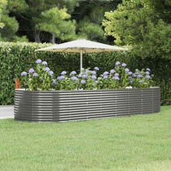 Lit surélevé de jardin Gris 367x140x68cm Acier galvanisé 525921525921