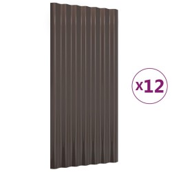 Panneaux de toit 12 pcs Acier galvanisé Marron 80x36 cm 525957525957