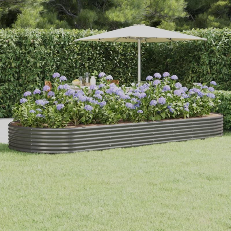 Lit surélevé de jardin Acier galvanisé 373x140x36cm gris 525974525974