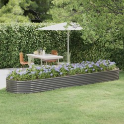 Lit surélevé de jardin Acier galvanisé 396x100x36cm gris 525986525986