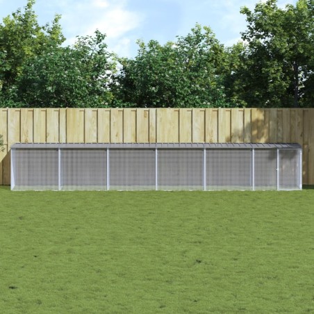 Poulailler avec toit gris clair 603x98x90 cm acier galvanisé 525990525990