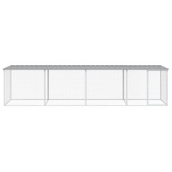 Poulailler avec toit gris clair 403x98x90 cm acier galvanisé 525991525991