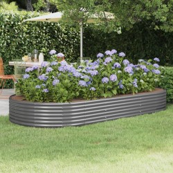 Lit surélevé de jardin Acier galvanisé 296x140x36cm gris 526000526000