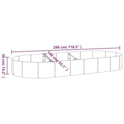 Lit surélevé de jardin Acier galvanisé 296x140x36cm gris 526000526000