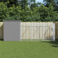 Poulailler avec cour gris clair 165x455x181 cm acier galvanisé 526006526006