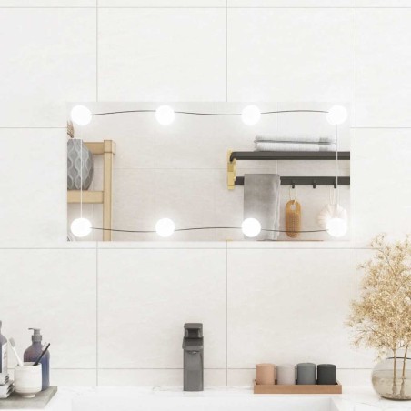 Miroir mural avec lumières LED 30x60 cm verre rectangulaire 526007526007