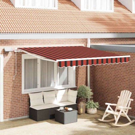 Auvent Rétractable orange et marron 300 x 250 cm Tissu et acier 526014526014